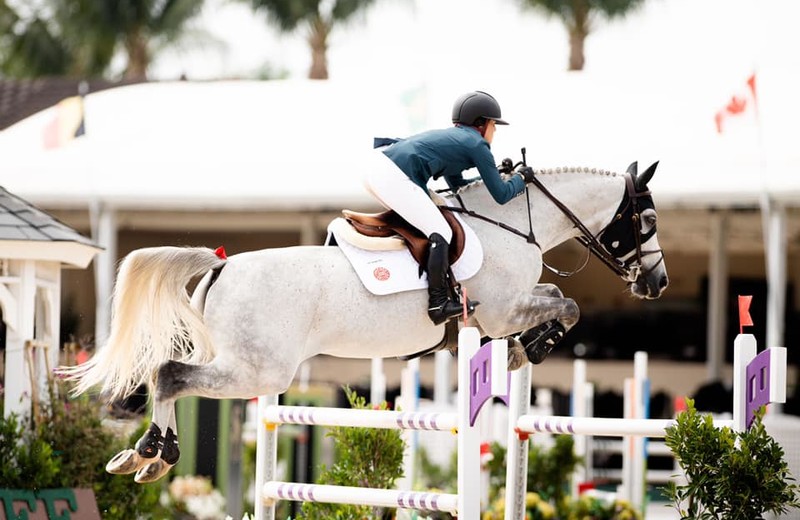 EXPRESS BLUE GP DU BOIS MADAME et Caitlyn Connors, 4ème du GP 1.45m du CSIU25-A de Wellington (USA) ce dimanche 21 mars 2021 (photo : Nicole Schultz)