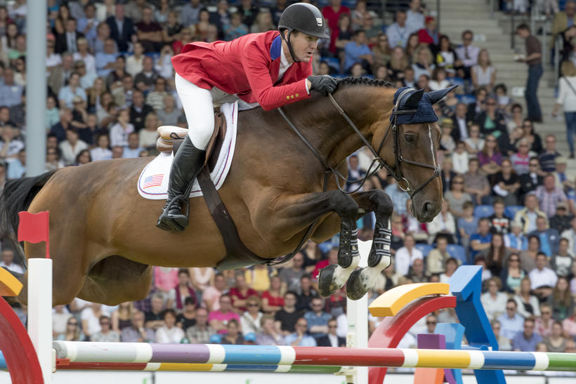HH AZUR GARDEN’S HORSES (E.O.) (Thunder vd Zuuthoeve/Sir lui – naisseur: N. Beaufort à B-8600 Pervijze), la monture de McLain Ward (USA), leader du SBS (photo (c) Hippofoto)